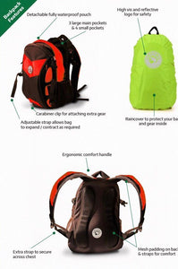 Amphibia Backpack Röd (inkl regnskydd)